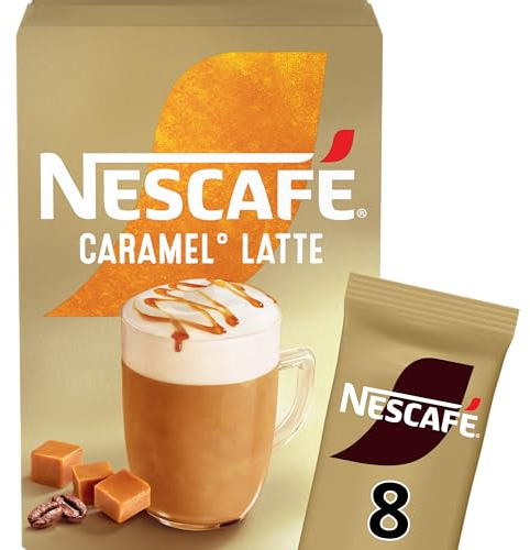 Nescafé Caramel Latte Instant Coffee, 100% Responsibly Sourced Coffee, 8 x 17g