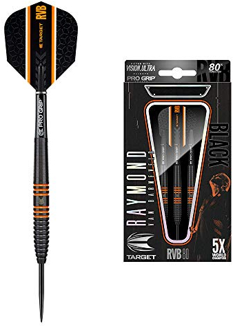Target Darts Raymond van Barneveld RVB 80 Schwarzes 26G 80% Wolfram Steeldarts-Set Dartpfeile