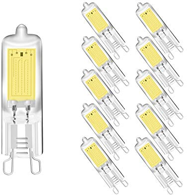 ENGEYA 10er Pack G9 2W LED Birnen Kaltweiß 6000K, 2 Watt COB LED Leuchtmittel, G9 Glas Kapsel Lampen,Ersetzt 25W Halogenlampen, Energiesparlampe,250 Lumen / 360° Abstrahlwinkel,Nicht Dimmbar