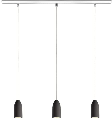 Buchenbusch urban design 3er Betonlampe dark edition, Industrial Lampe mit Textilkabel Kiesel, Beton Pendelleuchte, Wohnzimmer Lampe