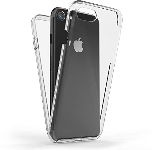 KALIROO 360-Grad Hardcase kompatibel mit iPhone SE 2022 | SE 2020 | 8 | 7 Hülle, Klar Vorne Hinten Transparent Komplettschutz Vergilbungsfrei Durchsichtig, Hardcover + Silikon Bumper + Display-Schutz