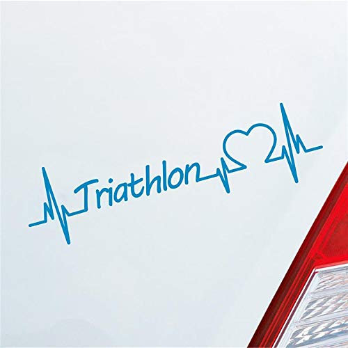 Hellweg Druckerei Triathlon Herzschlag Ausdauersport Mehrkampf Sport Liebe Auto Aufkleber Sticker Heckscheibenaufkleber