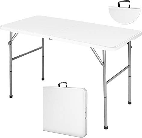 RELAX4LIFE Table Pliante en Blanc Table d'Appoint Extérieur ou Intérieur pour Jardin Camping Buffet Marché Réception 3 Dimension au Choix (122x61x72 cm)