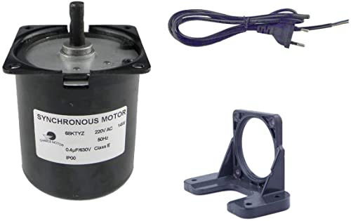 CHANCS Niedriger Geschwindigkeit Permanentmagnet Untersetzungsmotor reversibel 220V 60KTYZ 50U/min und Netzkabel-Schaltstecker Fester Sitzplatz