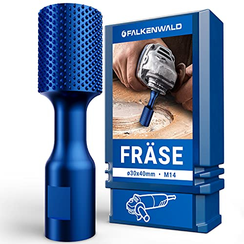 Falkenwald® Fraise cylindrique bois fin 30 mm, accessoires pour meuleuse d'angle pour le travail du bois, disque de fraisage pour meuleuse d'angle, foret de fraisage pour toupie bois, râpe cylindrique