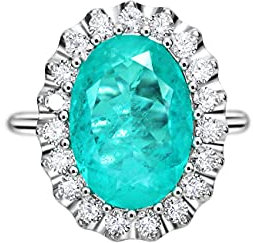 Michooyel S925 6ct Paraiba Oval Cut Versprechensring Verlobungsring Ehering CZ Halo Feiner Schmuck für Frauen