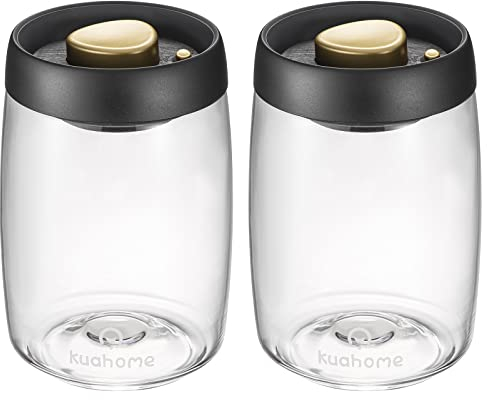 Kuahome Lot de 2 boîtes de conservation avec couvercle sous vide en verre, sans BPA, résistantes à la chaleur, passent au lave-vaisselle, au congélateur