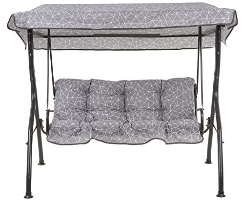 PATIO Hollywoodschaukel klein Balkon Luna/Kate Sitzfläche 125 cm mit Auflagen verstellbares Sonnendach bis 210 kg belastbar grau weiß