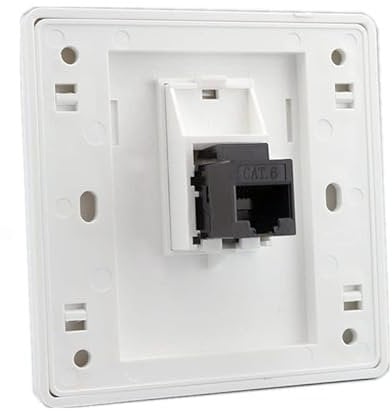 CAT6 Gigabit Network Socket, 86x86mm Ethernet RJ45 LAN Cable Faceplate Networking Port Dual-Pass Socket Box for Ethernet Cable Installation Female To Female Internet Outlet, White (LAN x 1)