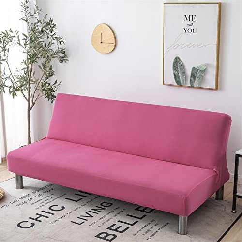 Surwin Housse de Clic Clac élastique Canapé 2/3 Places, Housse de Canapé sans Accoudoir Couverture de Canapé-lit Universel Tout Couvert Canapé Pliant Protecteur, 20 Couleurs (155-190cm,Rose Rouge)