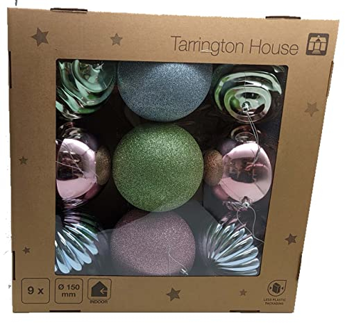 Tarrington House Kugeln Frosted Wonderland, Kunststoff, Ø 15 cm, glänzend, matt und glitzernd, winterliche Farben, 9 Stück