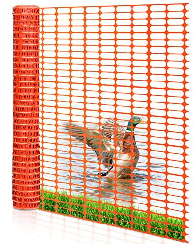 Izrielar Schutznetz aus Kunststoff, Warnnetz, Auffangnetz Bauzaun Fangzaun Wildzaun Fangnetz, Sicherheitsnetz, Rolle, Orange, 1 m x 50 m