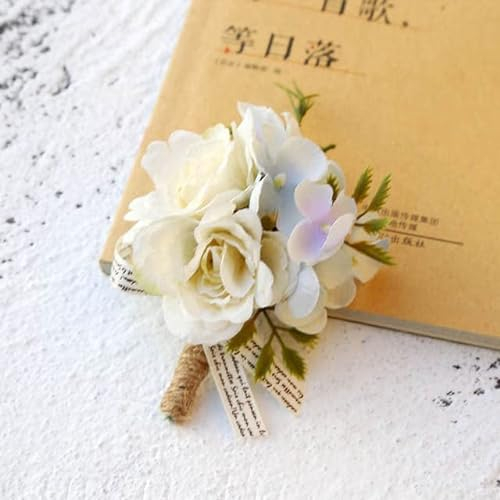 YUWEN Seide Ansteckblume Blumen Hochzeit Corsage Pins Weiß Rosa Bräutigam Ansteckblume Knopfloch Männer Hochzeit Zeuge Ehe Zubehör