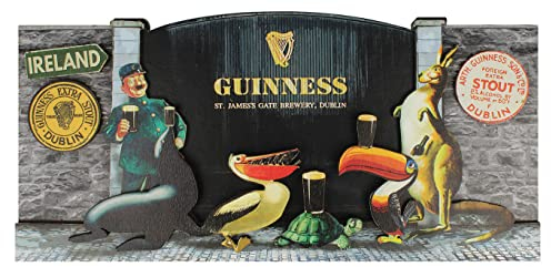 Cartel de madera Guinness – Puerta de San Jamses 3D y diseño clásico de animales del zoológico Guinness (30 cm x 15 cm)