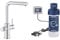 GROHE Blue Pure Minta Kitchen Sink 3 Ways Pull Out Mixer Tap with S-Size Filter Starter Set (High L-Spout 360° Swivel, Tails 3/8 Inch, Cartridge Capacity 600 L, Easy to Fit), Chrome