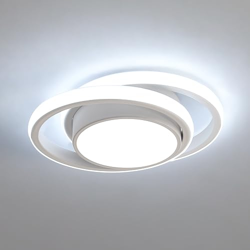 Goeco Deckenlampe Weiße Farbe, 32W 2350LM Modern LED Deckenleuchte Rund, LED Deckenlampe für Schlafzimmer Badezimmer Küche Gang Balkon, 6500K Kaltweißes Licht