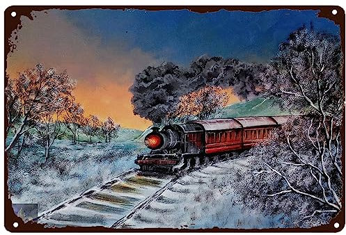 Retro-Eisenbahn-Metallschild, Vintage-Waldbahn-Poster, Dampflokomotive, Dekoration, hängende Retro-Schilder für Zuhause, Hof, Bar, Café, Höhle, Wanddekoration, Stil, 14 x 20 cm