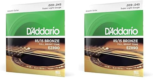 D'Addario Cuerdas Guitarra Acustica | Cuerdas de Guitarra | Cuerdas de Guitarra Acustica | EZ890 Juego de cuerdas para guitarra acústica de bronce, 009' - 045' (Paquete de 2)