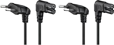 Goobay 97346 Câble d'alimentation Prise EU Type C coudé vers Prise Double Femelle Type C7 coudé; 1,0 m; Noir (Lot de 2)