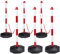 Set 6 Colonnine bianco e rosse con base + 3 catene 150 cm, per parcheggio, delimitazione posto auto, negozi,barriere