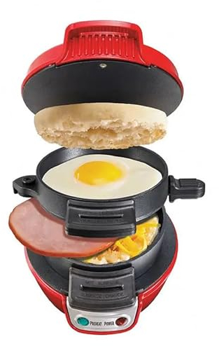 Prensacomercial para hamburguesas,sandwichera de desayuno doble con revestimiento antiadherente extraíble y lavable, completa en 5 minutos,para hacer un panini sándwich hamburguesa