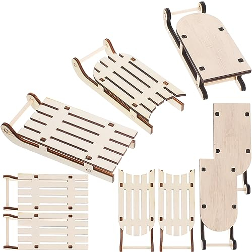 STOBOK 9stücke Teiliges Miniatur Holzschlitten Weihnachtsdekoration Unvollendetes Holzschlitten Modell Für Tischdekoration DIY Bastelset Für Festliche Atmosphäre Hochwertiges