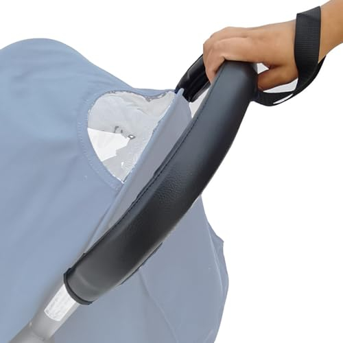 Brogtorl Housse en cuir pu pour poignée de poussette, housse de protection pour poussette, Accessoires pour poussette babyzen yoyo, Avec les mains sangles trou