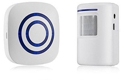 Xtahdge Enchufe de la UE Detector sensor de movimiento de puerta de negocios inalambrico Alarma de entrada de seguridad de casa 1 receptor enchufable y 1 detector PIR resistente a la intemperie (