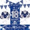 18th Birthday Decorations for Boys Girls Blue and Silver Happy 18th Birthday Banner 18 Birth day Balloons Happy Birth day Backdrop Door Banner Triangle Flag Confetti Balloons 18 Party Supplies