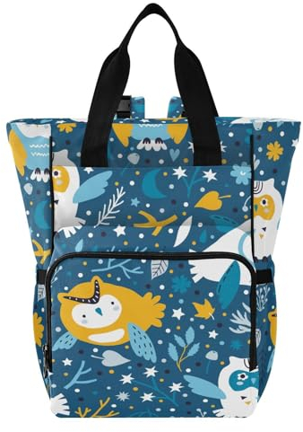 MCHIVER Wickeltasche mit Eulen-Motiv, großes Fassungsvermögen, Babytaschen mit isolierten Taschen, Mutterschaftstasche für Babys, Mädchen, Jungen, Eulen
