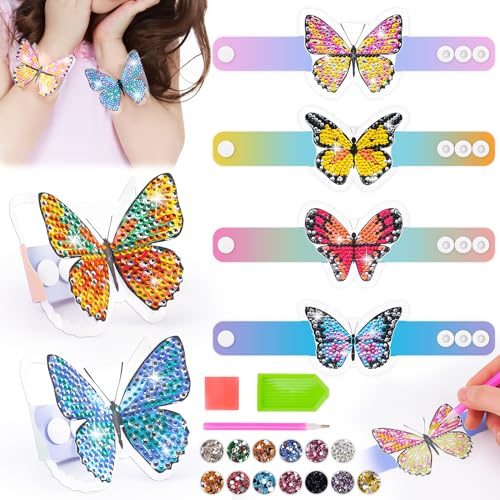 Geschenke Mädchen 5 6 7 8 9 10 Jahre, Basteln für Mädchen 6-12 Jahre, Bastelset Spielzeug für Kinder Teenager Mädchen Geburtstagsgeschenke, DIY Diamond Painting Armbänder Set Selber Machen Kinder