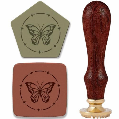craspire Töpferstempel Für Ton, Handgefertigt, 1 mm, Schmetterlings-Keramikstempel, Abnehmbarer Holzkopf Mit Goldenem Griff, Einzigartige Abdrücke, DIY-Handwerk, Polymer-Ton-Werkzeughersteller