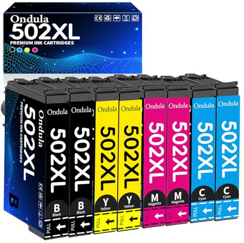 Ondula 502XL Druckerpatronen für Epson 502 Patronen Multipack Kompatibel mit Epson Expression Home XP-5100 XP-5105 XP-5150 XP-5155 Workforce WF-2860 WF-2865 WF-2880 WF-2885 (8er-Pack)