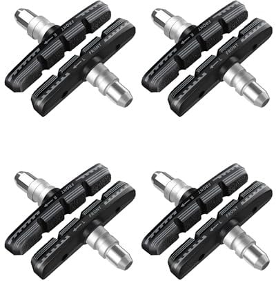 AGPTEK 4 Pairs V Bike Brake Pads, 70mm V Brake Blocks, Universal Bicycle Brake Blocks Set with Hex Nuts and Spacers for Road Bikes Mountain Bikes (Black)