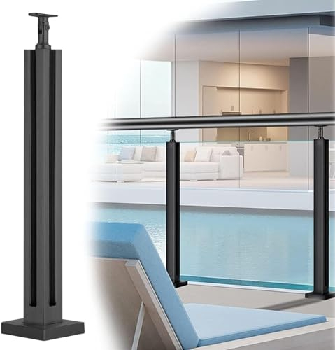 Geländerpfosten Glas Balustradenpfosten 65cm - 105cm Edelstahl Pfosten Balkongeländer Glasgeländerpfosten Geländer Deckgeländersystem Glas Balustraden Für Balkonterrasse(Color:Corner Post,Size:90cm)