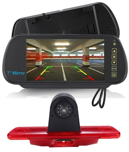 7 Zoll Auto Rückspiegel Display Monitor LCD TFT Einparkhilfe Bildschirm + HD Nachtsicht Bremsleuchte Rückfahrkamera Ersatz für Peugeot Expert 2007-2016/Fiat Scudo 2007-2016/Citroen Jumpy/Toyota Proace