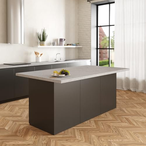 VE.CA – Isla de cocina Erika – Color antracita – Aparador de cocina – Mueble de cocina – Ideal para una cocina completa – Ideal como mesa de comedor – Fabricado en Italia (hormigón)