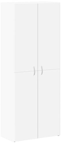 vidaXL Aktenschrank, Büroschrank mit Stauraum Tür, Lagerschrank für Büro, Hochschrank Werkzeugschrank Büromöbel, Weiß Holzwerkstoff