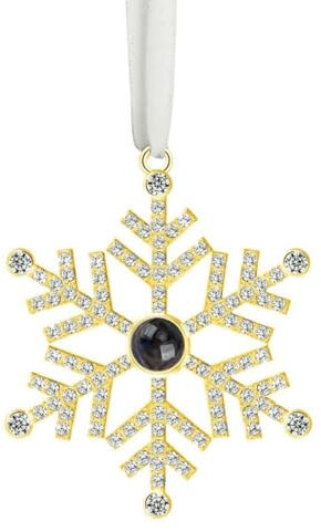 Bocheng Personalisierte Weihnachtskugel mit Schneeflocken, personalisierbar, Projektionsfoto, Weihnachtsdekoration (Gold, 5 cm)