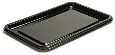 Monouso | 10 Bandejas Rectangulares de Plástico, 35x24cm, Color Negro, Bandejas Reutilizables, Platos para Aperitivos, Catering o Eventos, Restaurante y Hostelería