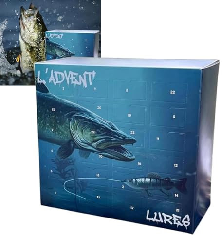 Magicbox Weihnachts Blindbox zum Angeln 2024. Angelköder-Adventskalender-Geschenk für Vater, Opa, Bruder(Hecht)