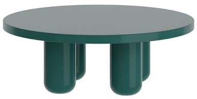 Moderner runder Couchtisch-Set, italienisch, nordisch, modern, kleine Wohnung, kreativ, schlicht, grünes Holz, Cocktailtisch, 80 x 80 x 35,6 cm (L x B x H)
