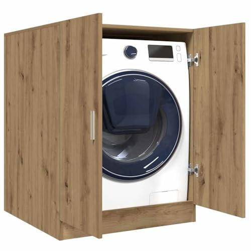 Mobile per Lavatrice Rovere Artigianale 70,5x71,5x91,5 cm con Anta - Mobile Lavanderia Multifunzionale, Resistente all'Umidità, Facile da Pulire, Spazioso per Prodotti Bucato e Pulizia (28,9KG)