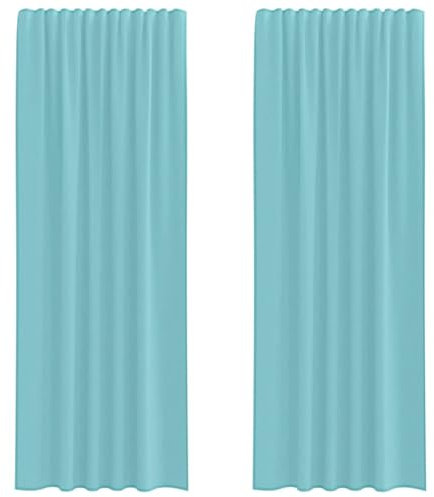 vidaXL Voile Vorhänge mit Schlaufen 2 STK. Türkis 140x260 cm, Gardine, transparenter Vorhang, Fenster-Voile, Fensterdekoration