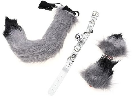 GAROZATION Rollenspiel-kragen-set Cosplay- -requisite Glockenkragen Ohr- -thema 50 Cm Grau Und Schwarz