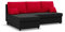 Mebligo Kemi - Ecksofa mit Schlaffunktion, Bettkastem, Komfort und Still, Schaum, schwarz + rot (Mikrofaza 15)