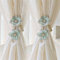 2 Stück Gardinenhalter Cartoon Blume Seil, Blumen Gardinen Raffhalter, Vorhang Raffhalter, Bunte Blumen Raffhalter für Vorhänge (Cyan)