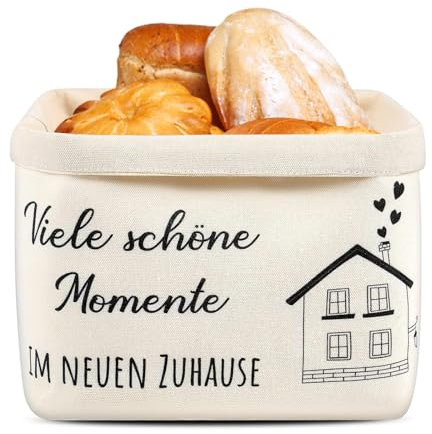 HERKINDNESS Brotkörbchen, Canvas-Material Brotkorb Modern, Beige Brotkorb Stoff, Großes Volumen Brötchenkorb Einzugsgeschenk, Ideal für die Küche und Picknick im Freien