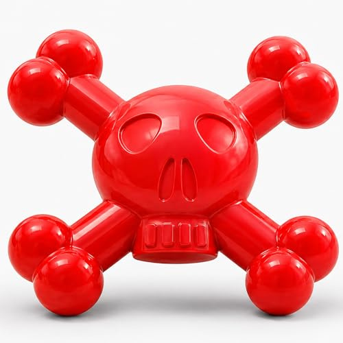 BLESQU Dog Chew Toys for Aggressive Chewers, Durable Nylon Tough Chew Toy for Small & Medium Dogs, Bacon Flavor Skull Dog Toy to Keep Dogs Busy Indoors, Helps Reduce Boredom
