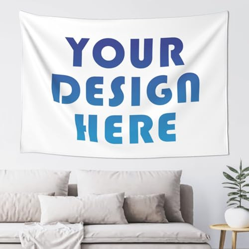 Personalised Tapestry Custom backdrop Customized Your Own POSTER Design Your Add Text Logo Photo wall hanging tapestries for Room Decor Wedding Family Memorial Gift 95 cm x 73 cm
